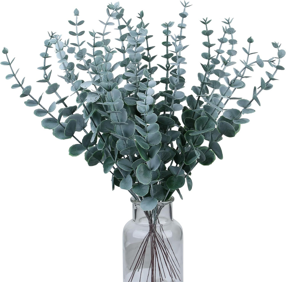 SITUMEIZI 24pcs Eucalyptus Stems Artificial Eucalyptus Leaves Stems Artificial Fake Flowers Faux Greenery Branches for Home Wedding Spring Easter Farmhouse Decorations 2025(Grey Green)