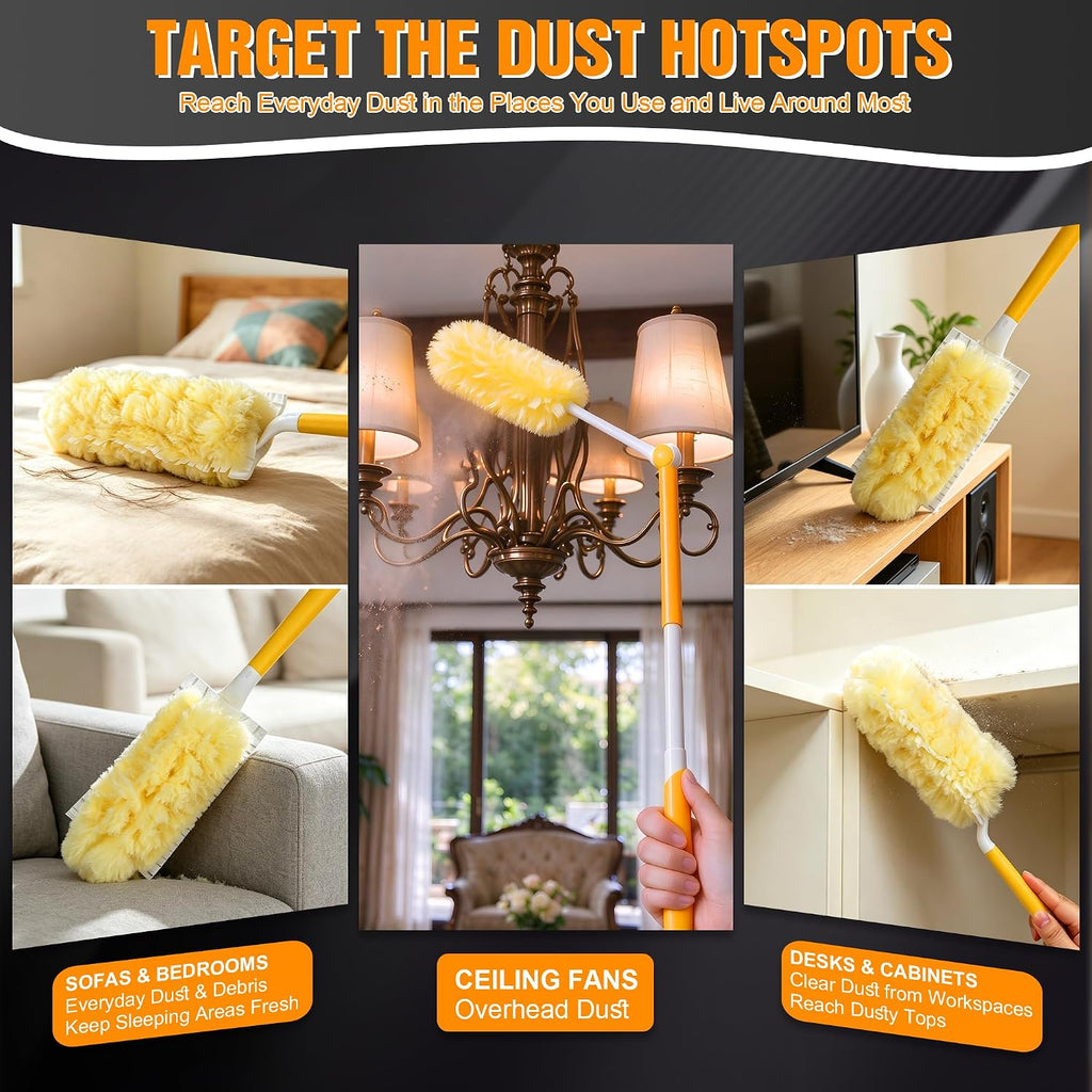 60PCS 360° Heavy Duty Duster Refills Compatible with Swiffer with 1 Handle