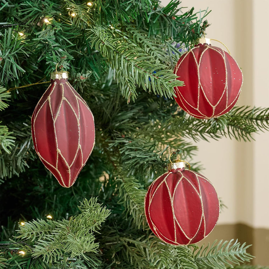 WDS WONDROUS Christmas Ball Ornaments Teardrop Xmas Tree Ornament Set Red