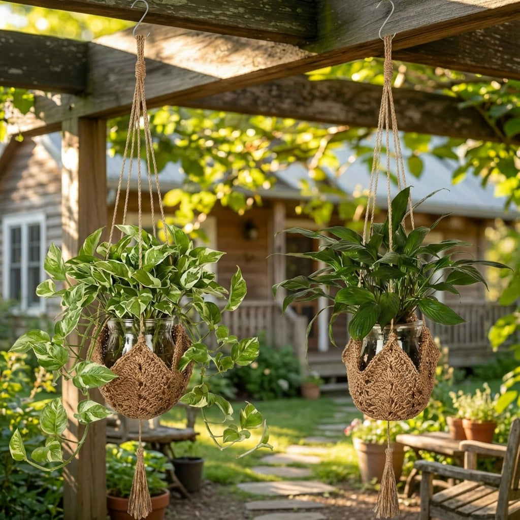 Shappy 1 Pack Boho Macrame Plant Hanger, Large Hanging Planter Plant Holder Pot Hanger Hanging Basket Wall Planters, Plants Lover Gift for Indoor Garden (Classic,Brown)