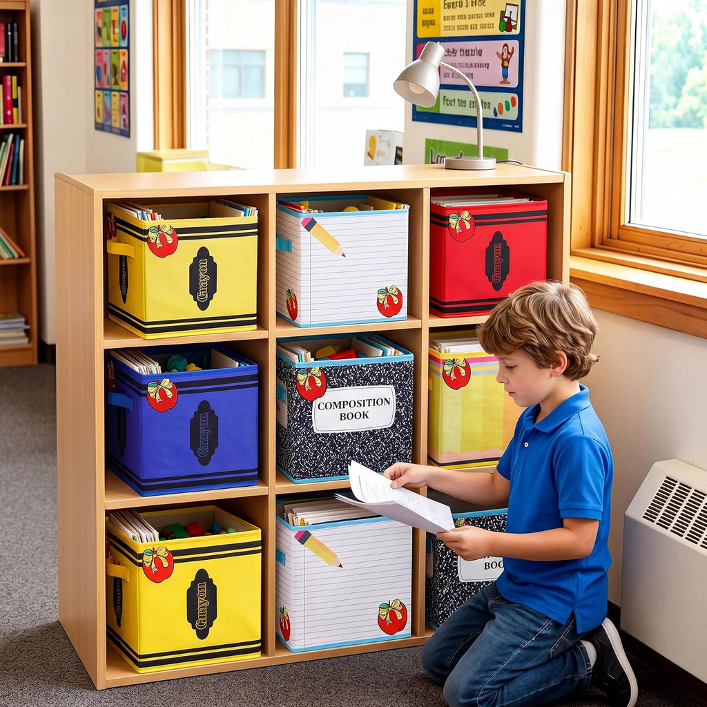 HUISUYTON 6 Pcs 11in Classroom Storage Bins,Fabric Storage Bins with Handle