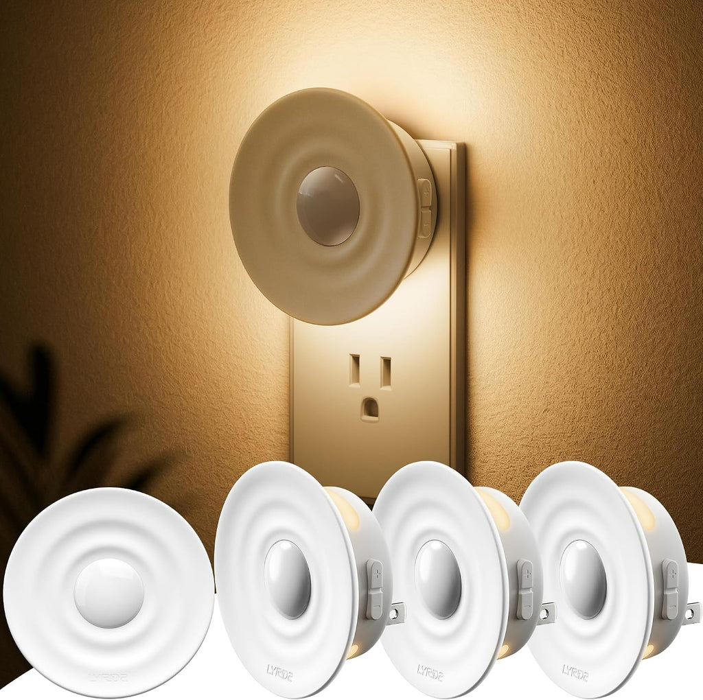 Lyridz Plug-in LED Night Light with Motion & Dusk-to-Dawn Sensor, 4-Pack