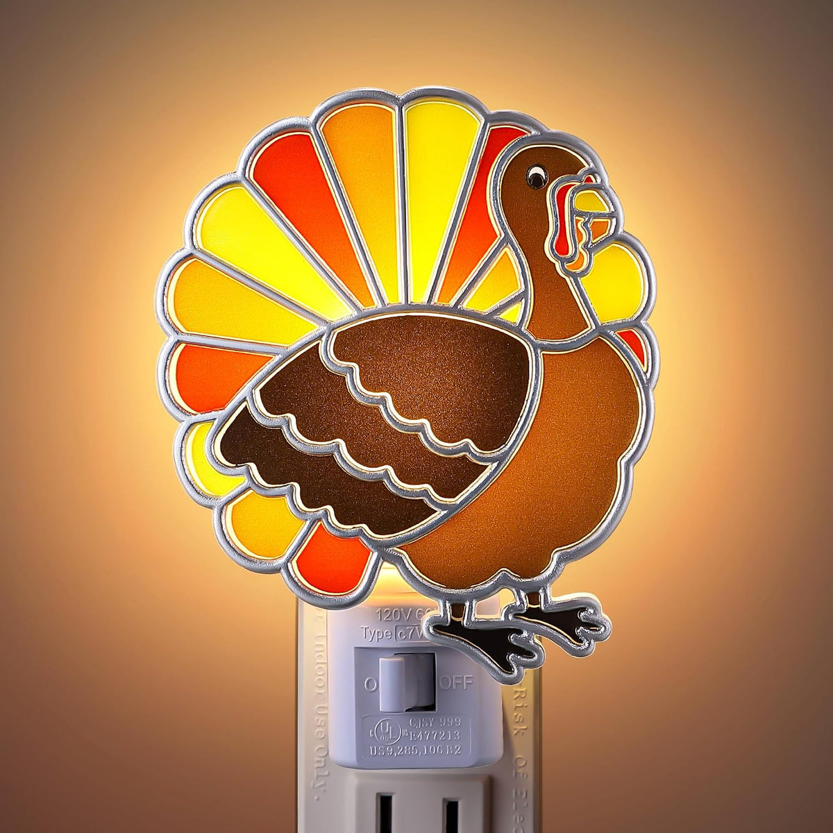 Meonum Thanksgiving Turkey Night Light Plugs into Wall, Powered by C7 LED Bulbs, 360 Degree Rotatable Plug, Bright Holiday Decorative Night Light for Home Bedroom Bathroom Kitchen Corridor Hallway
