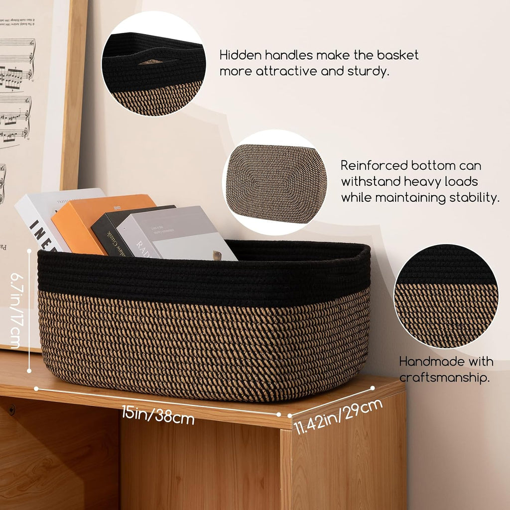 OIASKET Storage Baskets for Organizing 3 Pack, Woven Baskets for Shelves,