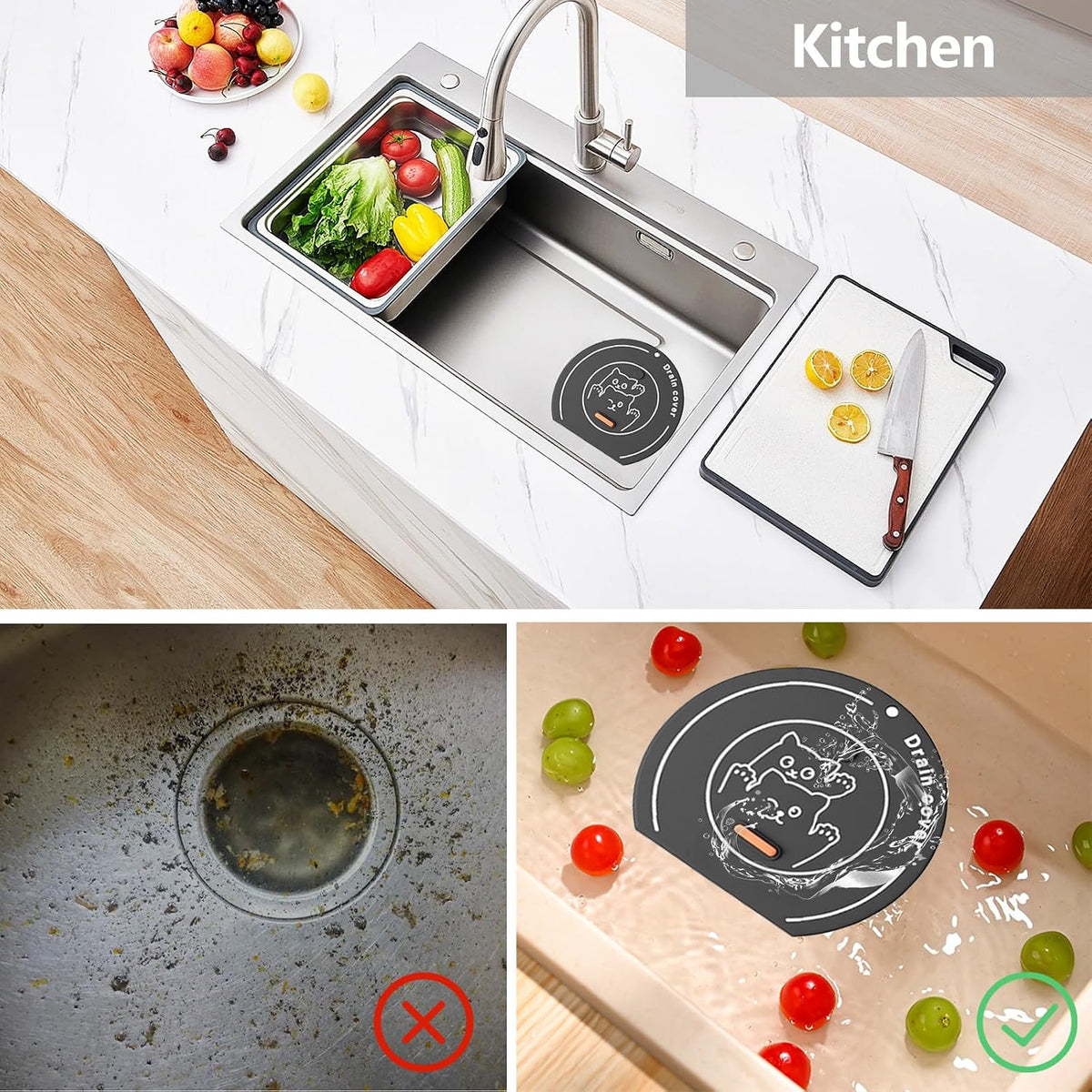2-in-1 Shower Drain Hair Catcher & Bathtub Drain Hair Catcher
