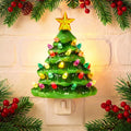 Minetom Ceramic Christmas Tree Night Light Vintage Plug in Wall Decor Green