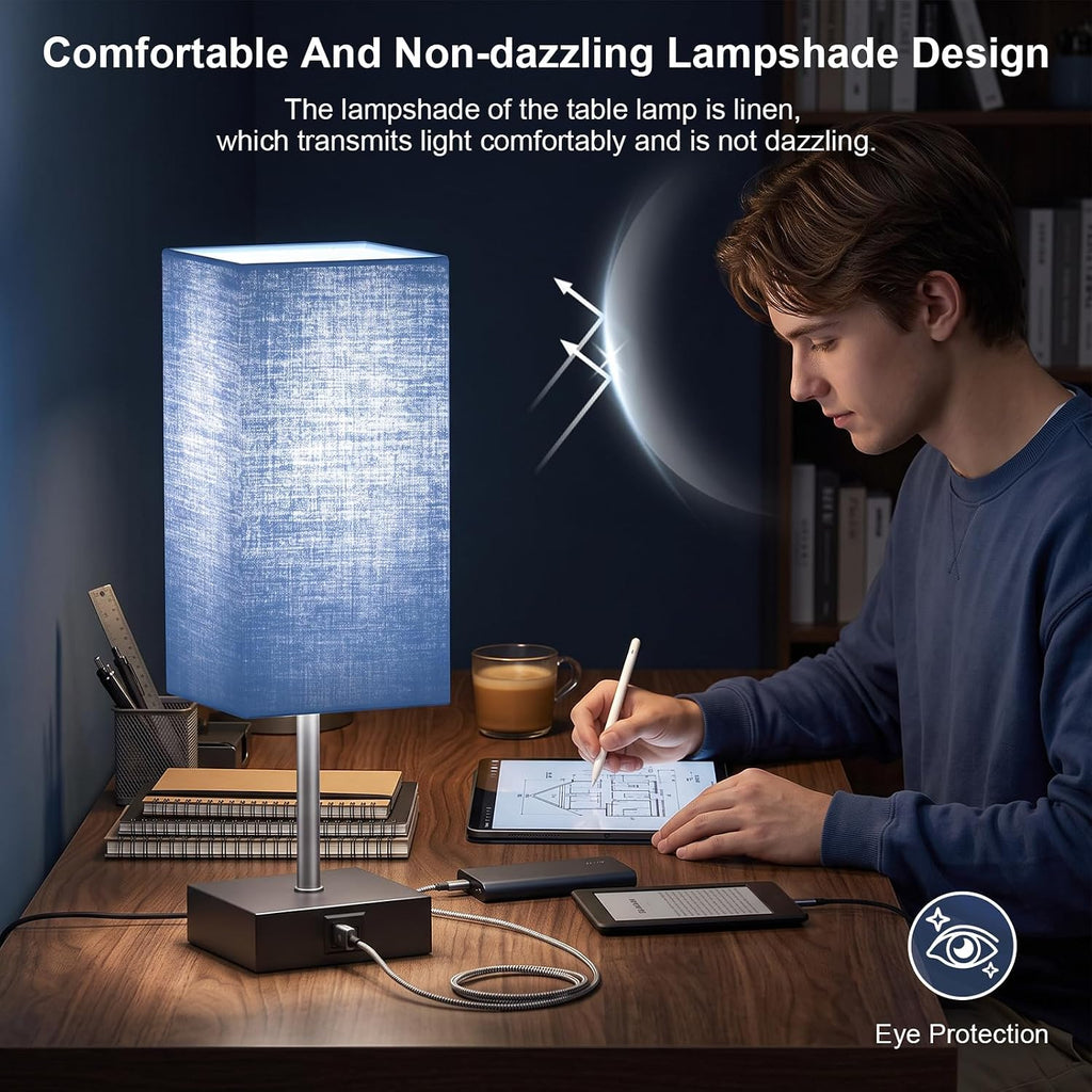 Nightstand Lamps for Bedroom Touch Bedside Table Lamp with USB C+A