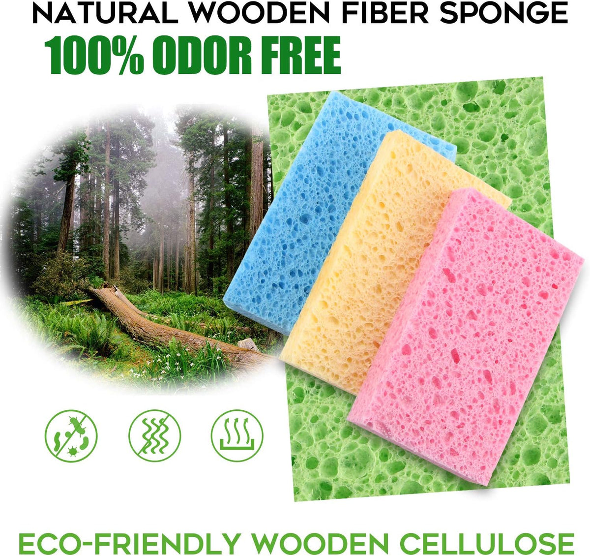 PANYEE Cleaning Scrub Colored Sponge,Non-Scratch Kitchen Cellulose Dishwashing Sponge,16Pack Biodegradable Natural Sponge