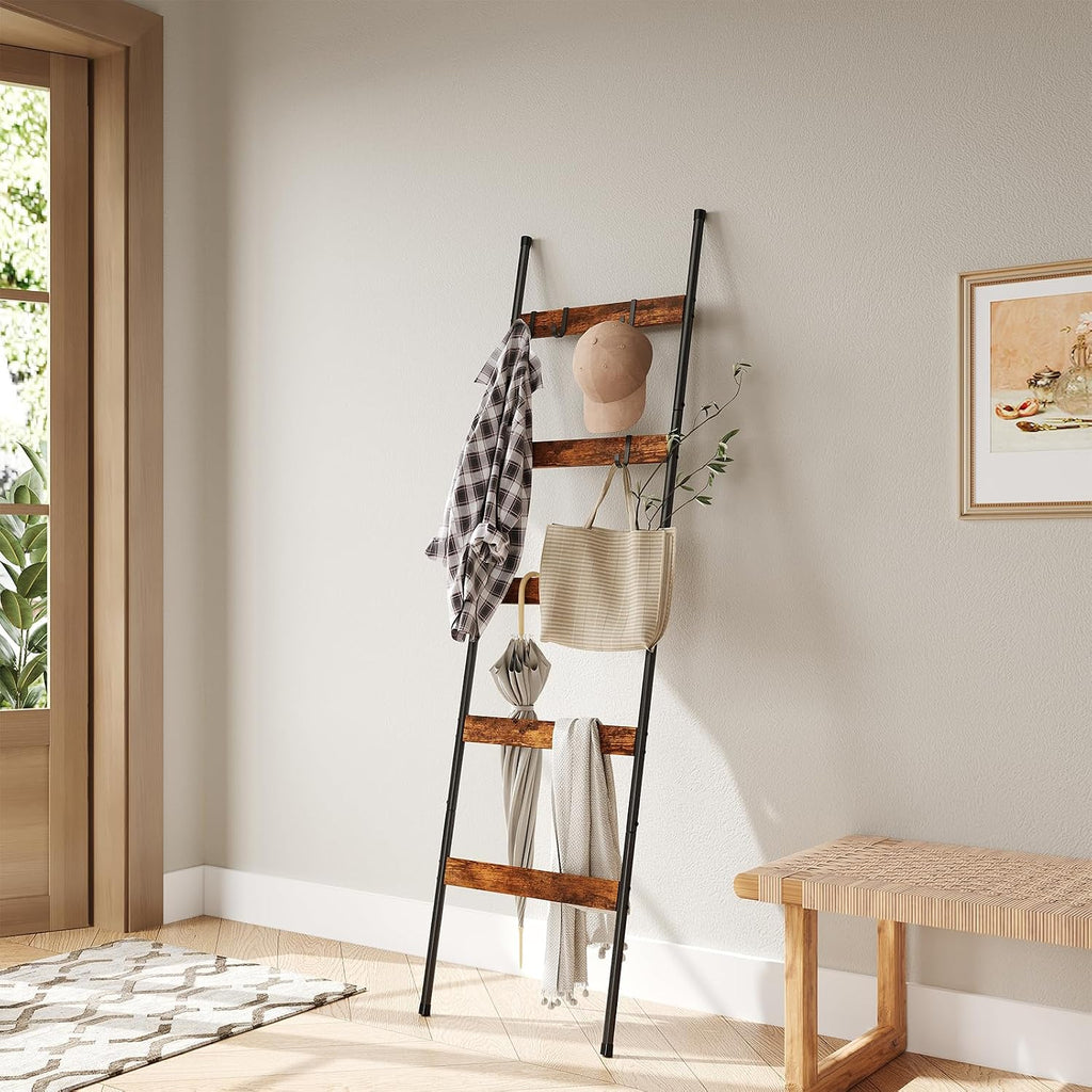 ELYKEN 2 Pack Blanket Ladder, 5-Tier Towel Rack, Wall-Leaning Quilt Holder