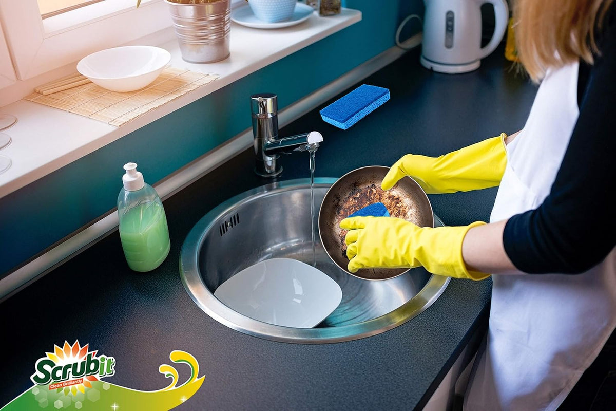 Scrubit Non-Scratch Cleaning Scrub Sponges- Scrubbing Dish Sponge Ideal for Washing Kitchen,Dishes, Bathroom &More – Dishwashing Sponge Along with A Thought Scrubber – 6 sponges