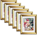 SYNTRIFIC 5x7 Picture Frame Set of 6, Vintage Gold Photo Frame, Home Decor