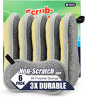 Dual Sided Multi-Purpose Sponges Kitchen,Non Scratch Dish Sponge for Washing Dishes Cleaning Kitchen，Rough Scrubbers for Non-Stick Cookware, Soft Microfiber Scrub for Dishes(Yellow,6Pack)