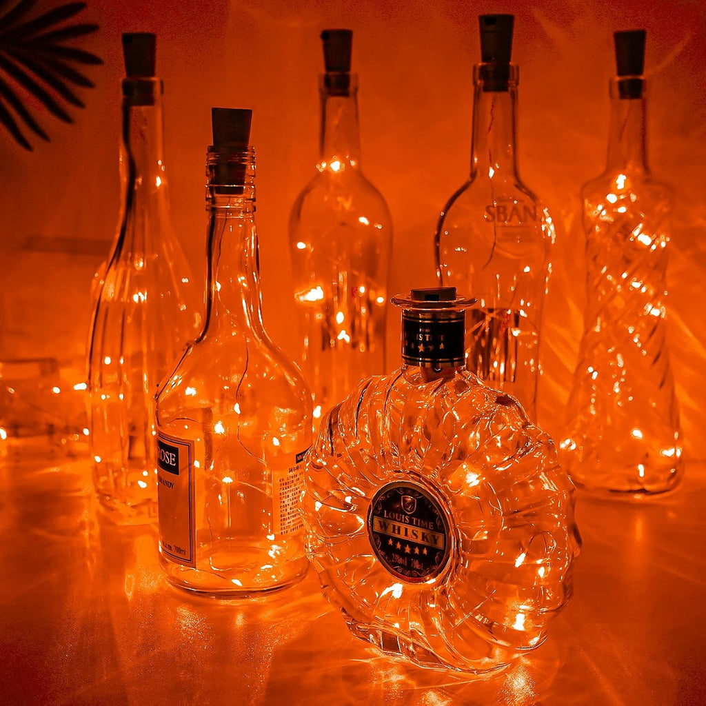 Aluan Orange Halloween Lights Wine Bottle Lights with Cork Fall Table Decor