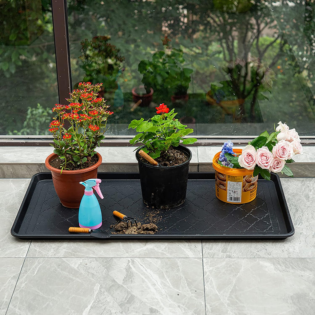 Boot Tray Black, 40x20 in - Waterproof Shoe Mat, Recycled Material
