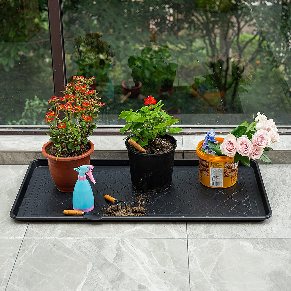 Boot Tray Black, 40x20 in - Waterproof Shoe Mat, Recycled Material