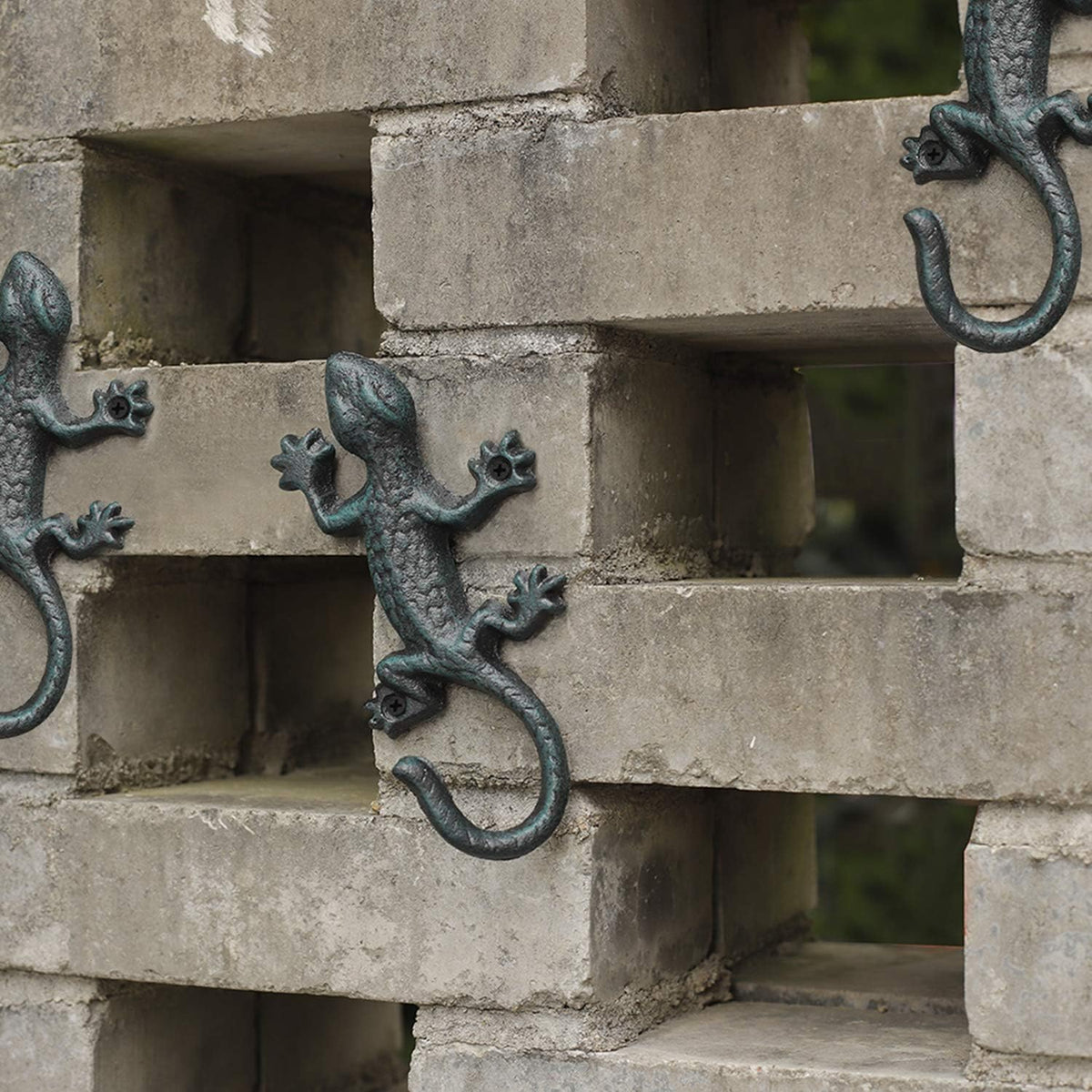 Gecko Towel Hooks, Cast Iron Coat Hook, Rustic, 3Pcs