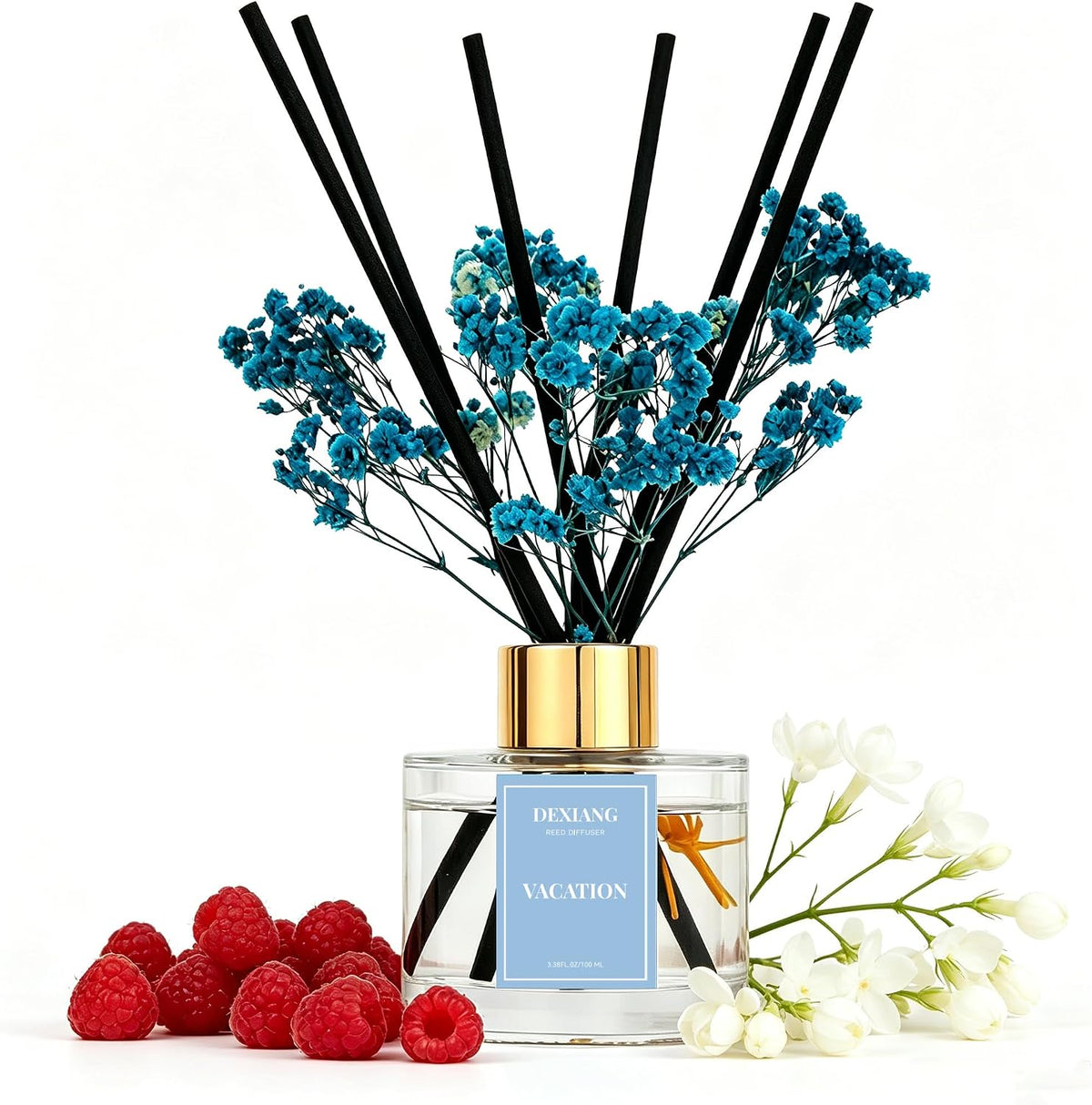 Reed Diffuser Set,3.38 fl oz (100 ml) Vacation Oil Diffusers with 6 Reed Sticks for Bathroom Shelf Decor Home Fragrance Reed Diffuser
