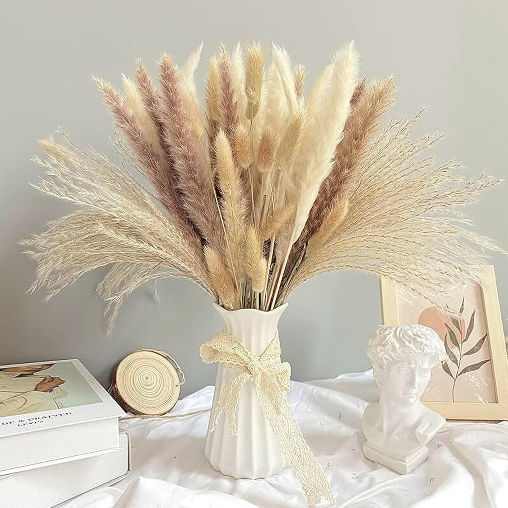 Natural Dried Pampas Grass Decor - 17.5" 75Pcs Fluffy Pampas Grass Bouquet