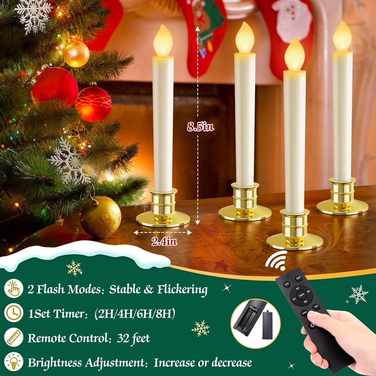 10 Pack Christmas Window Candles Lights Battery Operated Candles Decoration