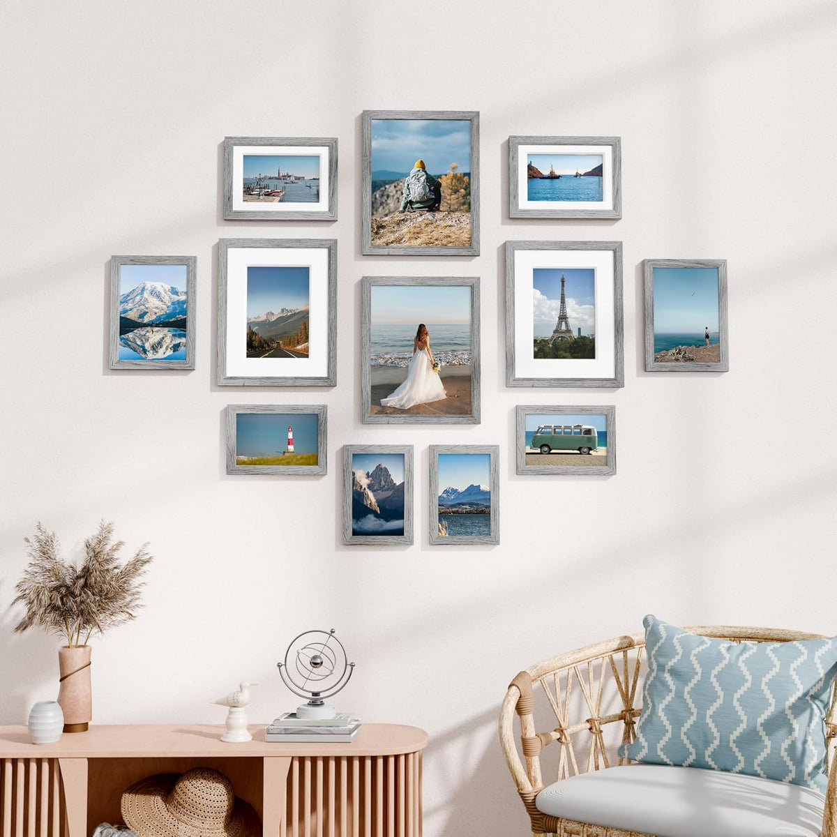 Vittanly 12 Pack Picture Frames Collage Wall Decor, Grey