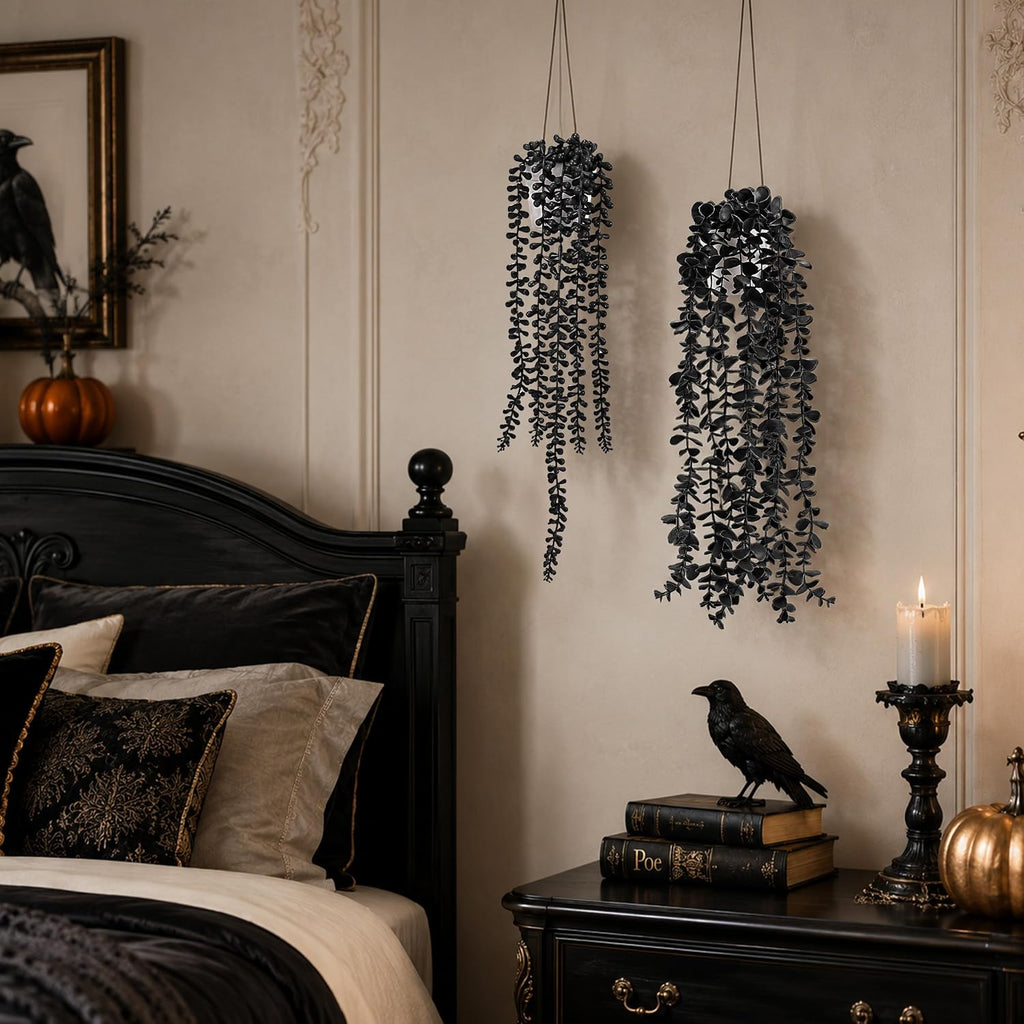 Der Rose 4 Pcs Fake Gothic Plants for Halloween Bathroom Decor Indoor