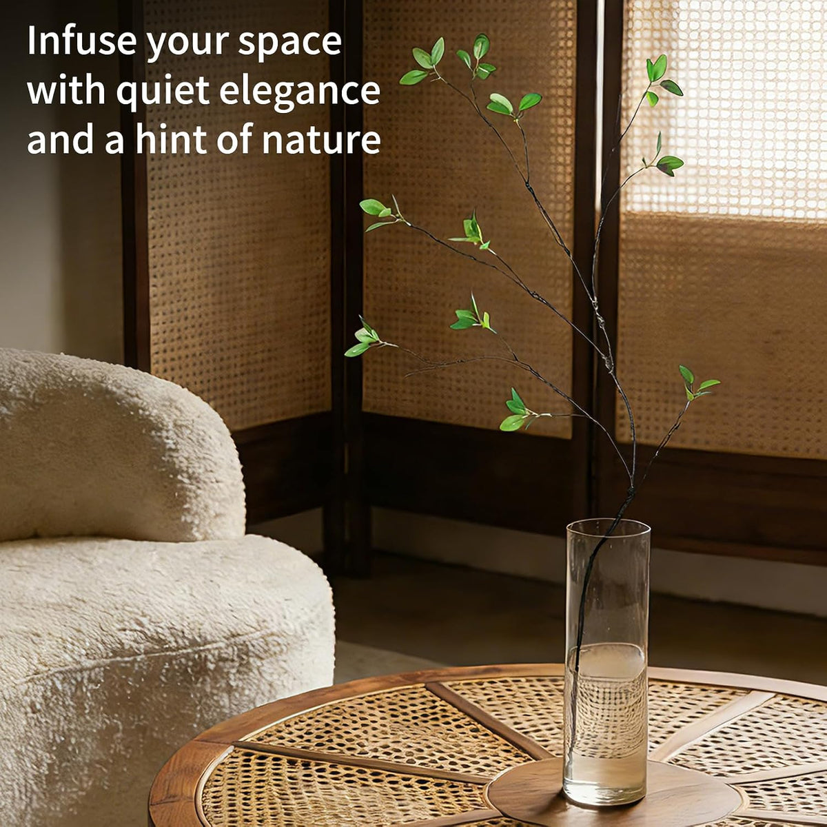 LFF 5Pcs Artificial Greenery Stems, 34" Faux Ficus Leaves Branches