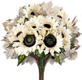 8 Bundles Artificial Fall Flowers with Maples Bulk, Fall White