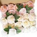 25pcs Artificial Flower Foam Rose Real Touch Roses Flower Heads with Stem for DIY Wedding Bouquets Centerpieces Arrangements Party Baby Shower Home Decor (Shades of Pink Rose)