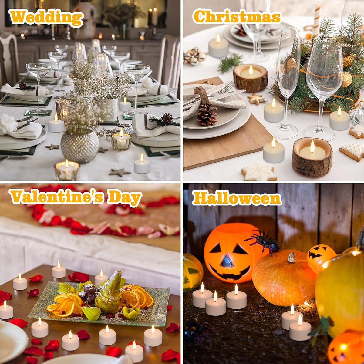 12 Pcs Rechargeable Flameless Votive Candles with Remote and Timer