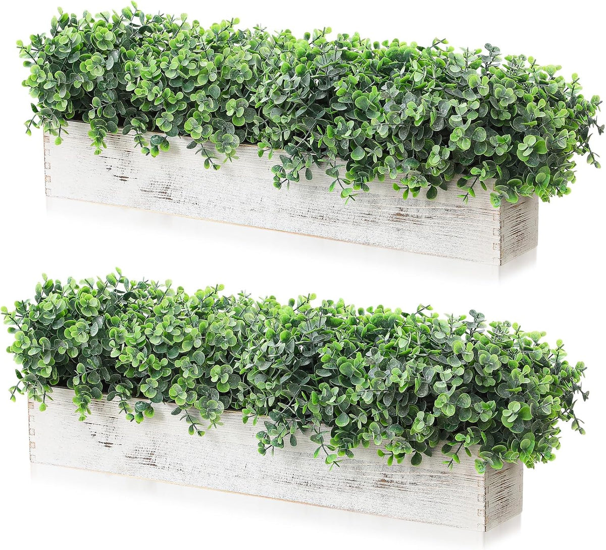 Lyrow 2 Pack Eucalyptus Plant,White,24 Inch,White Powdered Round Leaves