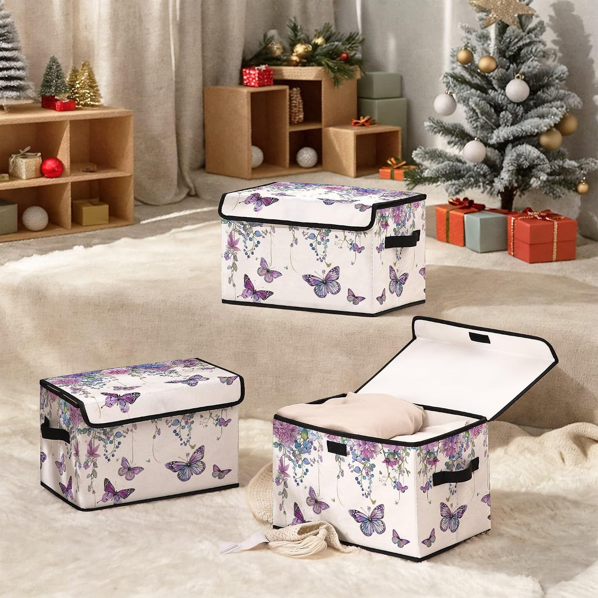 Fabric Storage Bins with Lids,Under Bed Storage Containers 3Pack