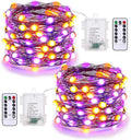 BrizLabs Purple & Orange Battery Halloween Lights Remote 17.48 ft 50 LED