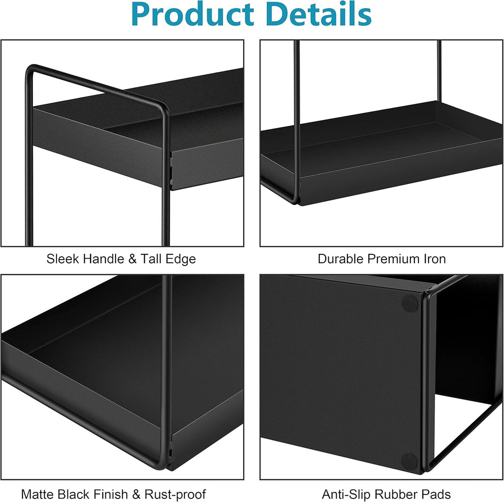 3-Tier Bathroom Countertop Organizer, Black, 12.2" L x 6.7" W x 16.9" H