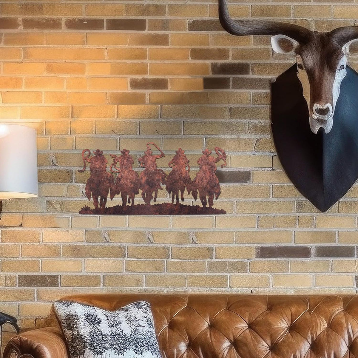 Zonon Western Cowboy Wall Decor Metal Cowboy Sign, Rust Color