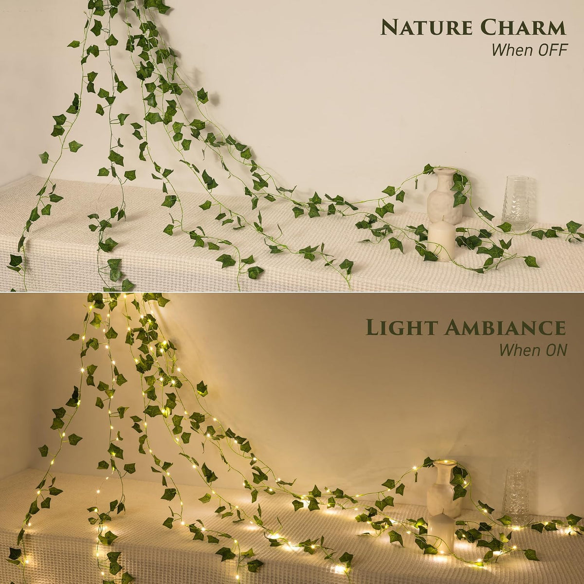 Vine Fairy Lights, 33FT 100 LED Vines String Lights, 8 Modes, 1 Pack