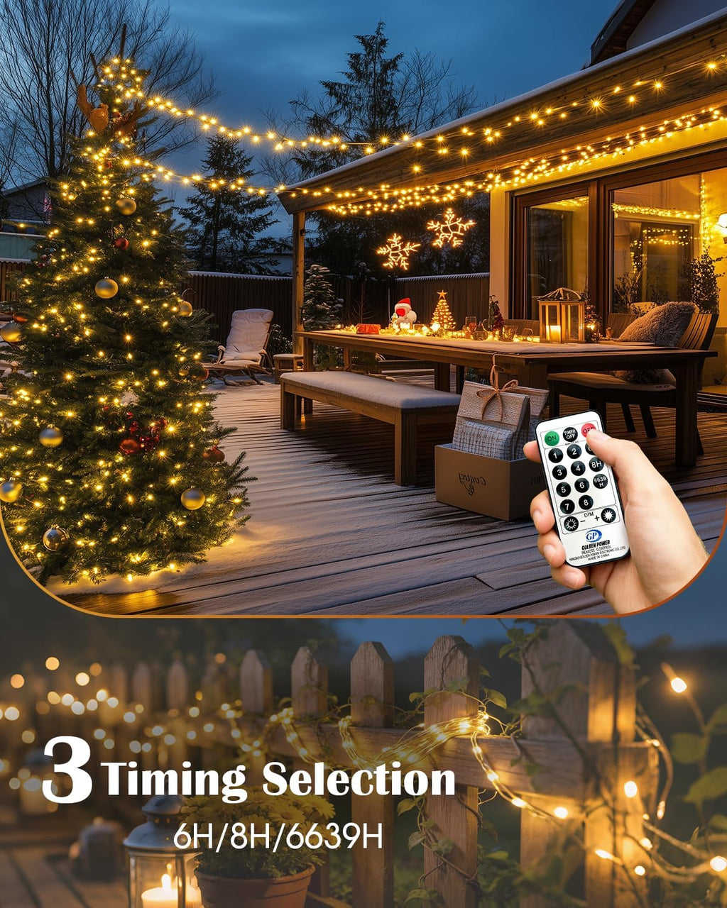2-Pack Fairy Lights Plug in, 33ft 100 LED(Total 66ft 200 LEDs) with Remote