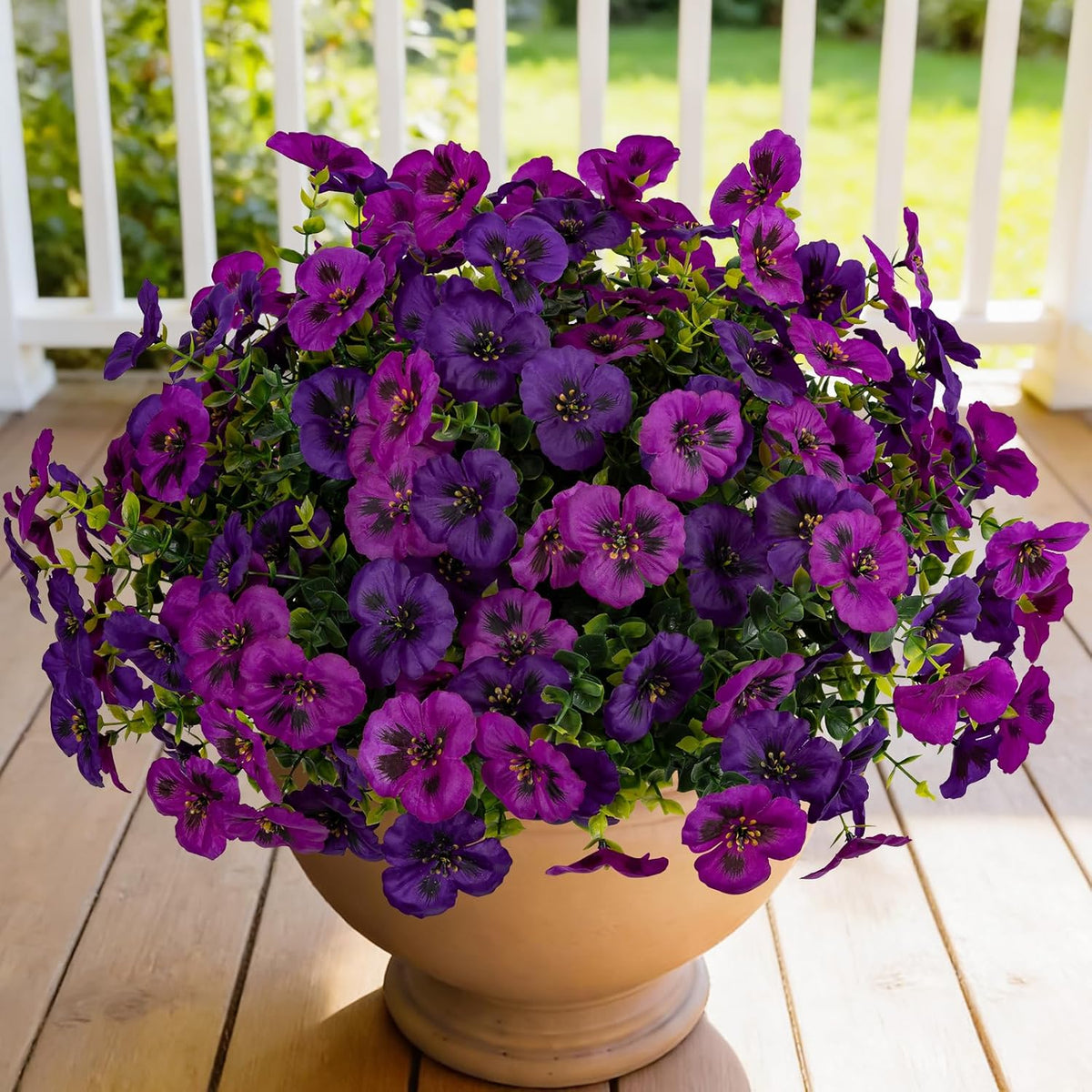 Artificial Flowers for Outdoor Faux Pansies Fake Flowers Plants,12 Bundles
