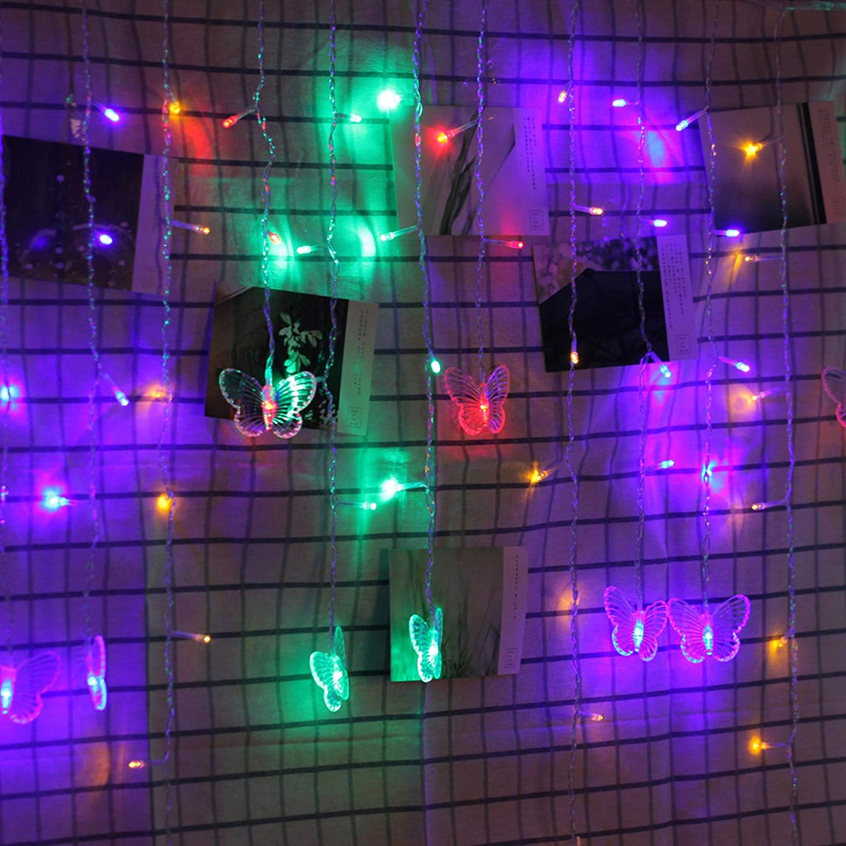 Butterfly Curtain Lights, 4.9ft 48 LED USB Window Fairy Lights 10 Butterflies 8 Modes Firefly Twinkle String Lights for Room Bedroom Wall Ceiling Party Wedding Christmas (Colorful)
