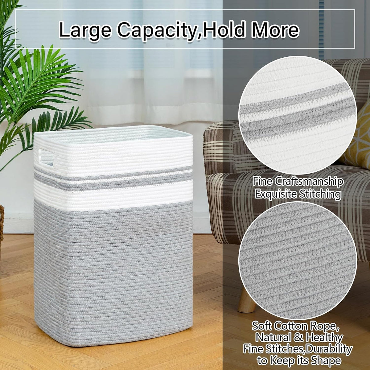 OIAHOMY 91L Laundry Hamper, XXXLarge Collapsible Laundry Basket Gray