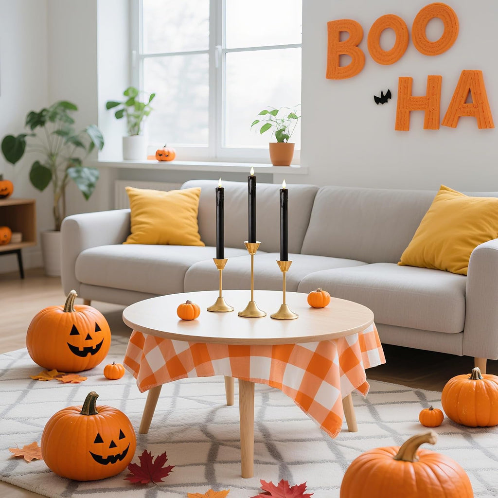 Halloween Decor, Wax Drip Black Flameless Taper Candles with Remote, 6 Pack