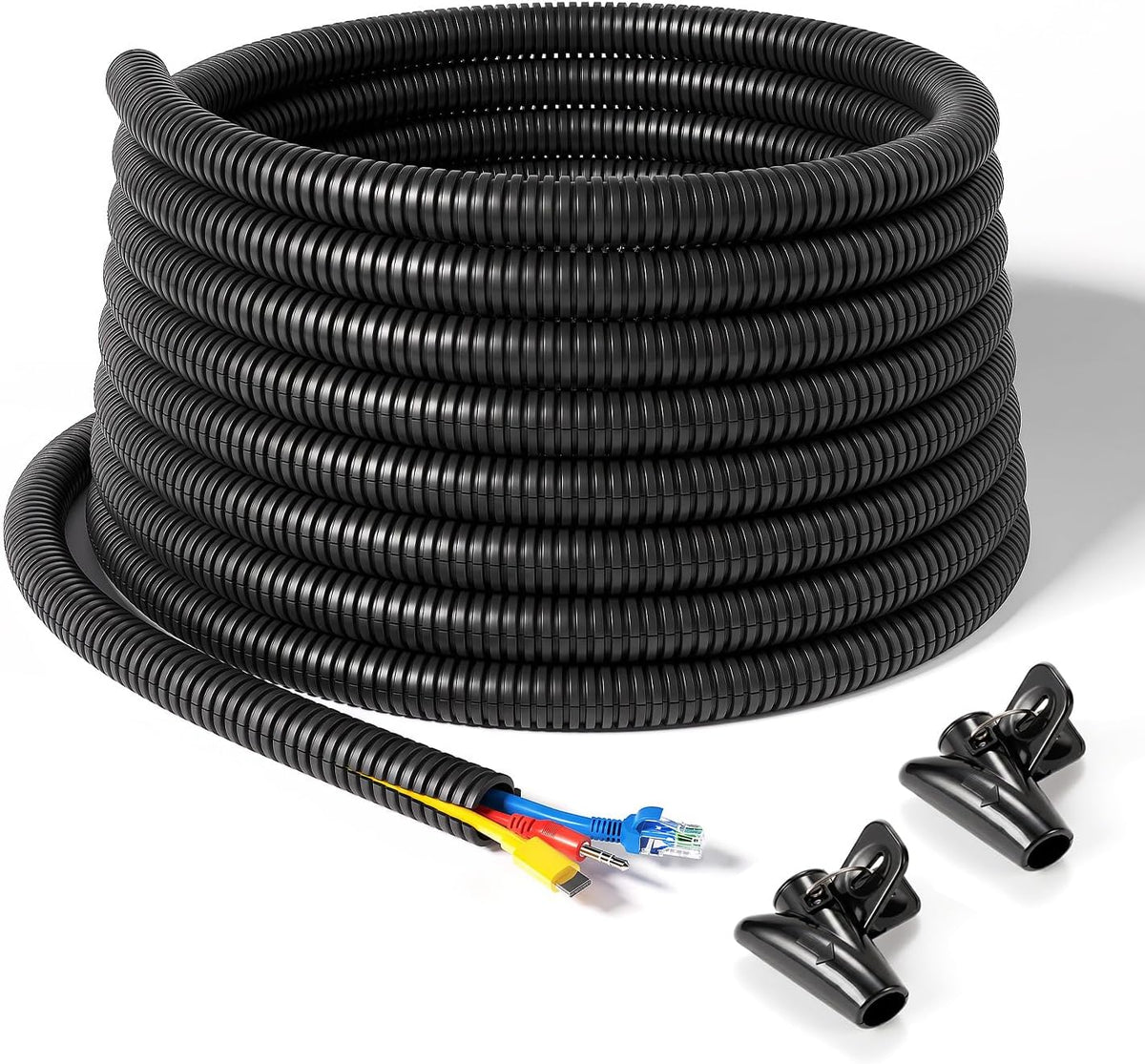 Yecaye 100ft - 1/2 inch Wire Loom Tubing, Split Cable Sleeves Black