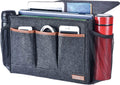 Zafit Bedside Caddy, Large Size Storage Organizer with 8 Pockets - Holds Magazines, Remotes, Phone (13.4'' x 18.1'', Dark Grey)