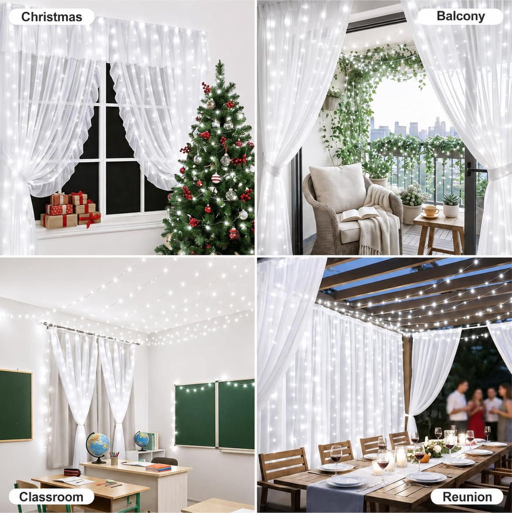 Fairy Curtain Light, 600LED 19.6x9.8ft, Remote & 8 Modes, USB