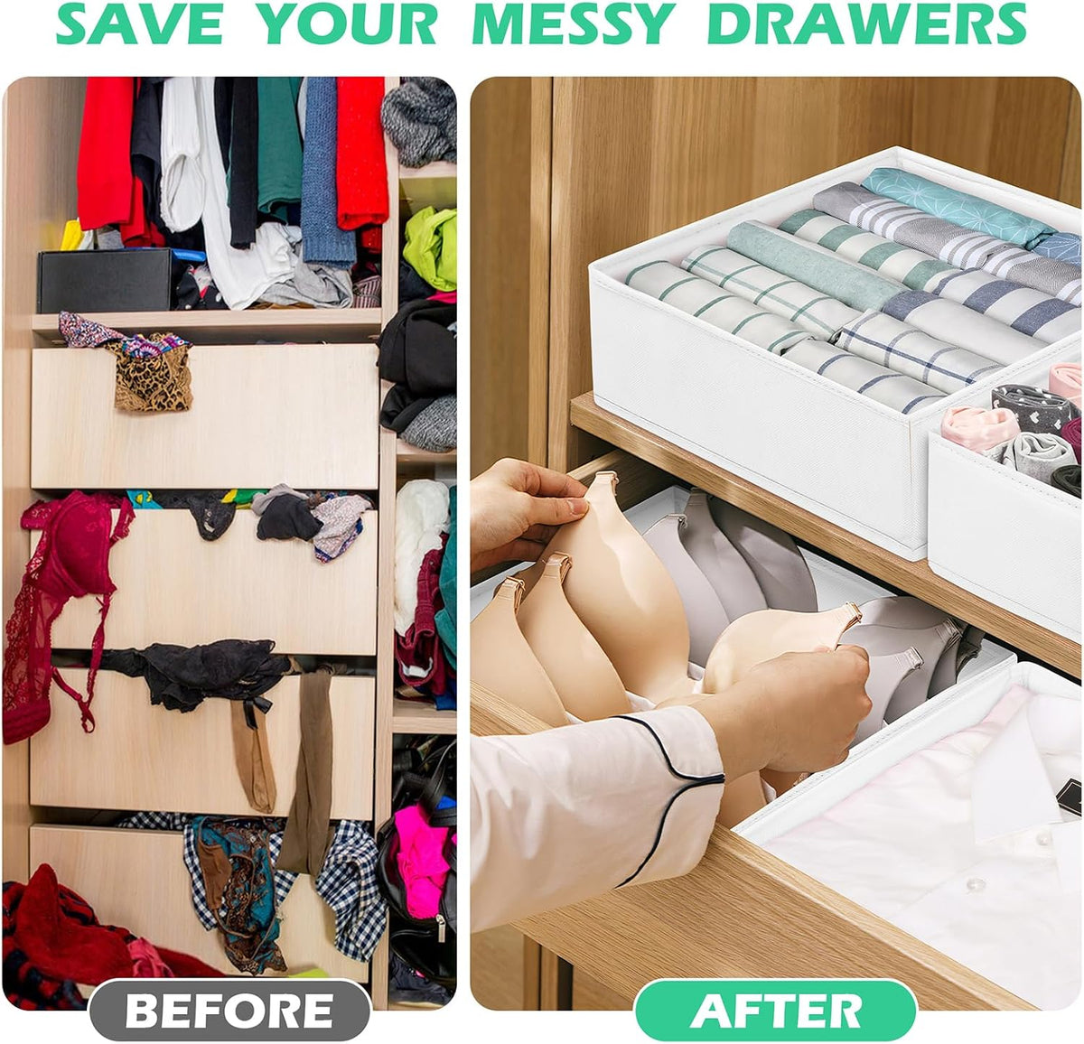 Drawer Clothing Organizer 16-Pack, White Underwear Dividers