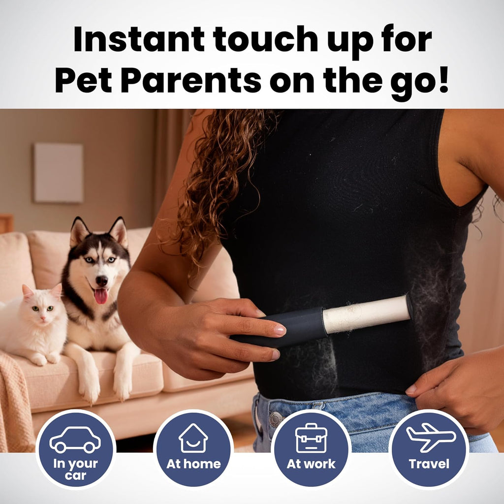 Retractable Mini Lint Roller for Pet Hair, 210 Sheets, 3 Pack + 4 Refills