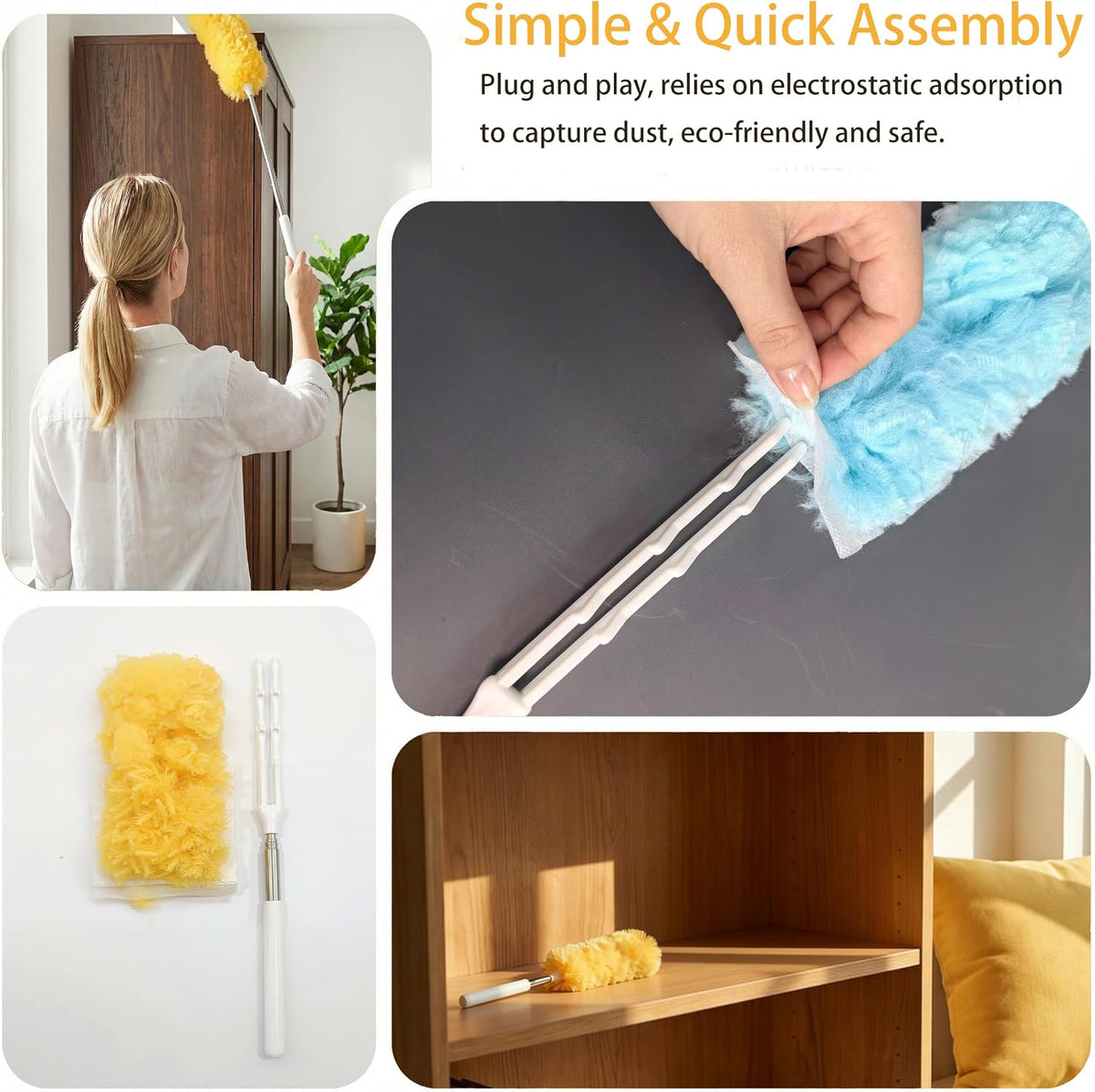 50 Count Duster Refills with 1 Handle，Compatible with Swiffer Duster
