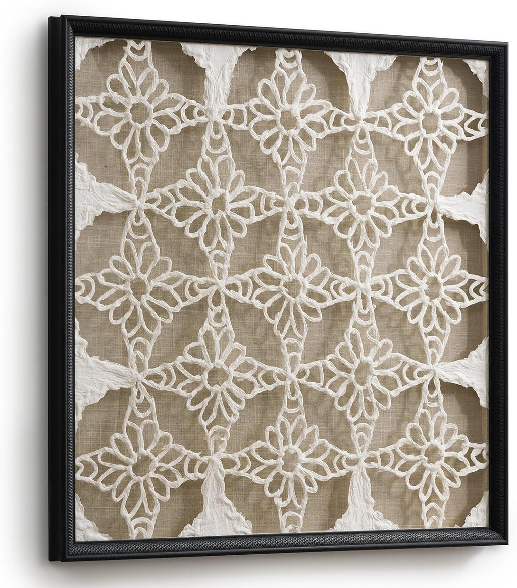 FOLKOR 24" Framed Black and White Abstract Wall Art Decor for Living Room