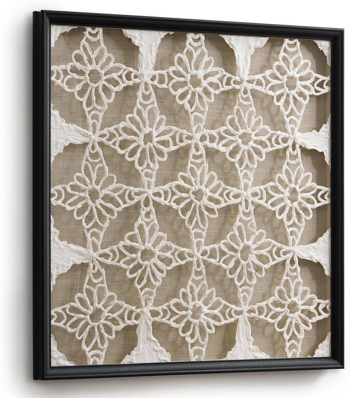 FOLKOR 24" Framed Black and White Abstract Wall Art Decor for Living Room