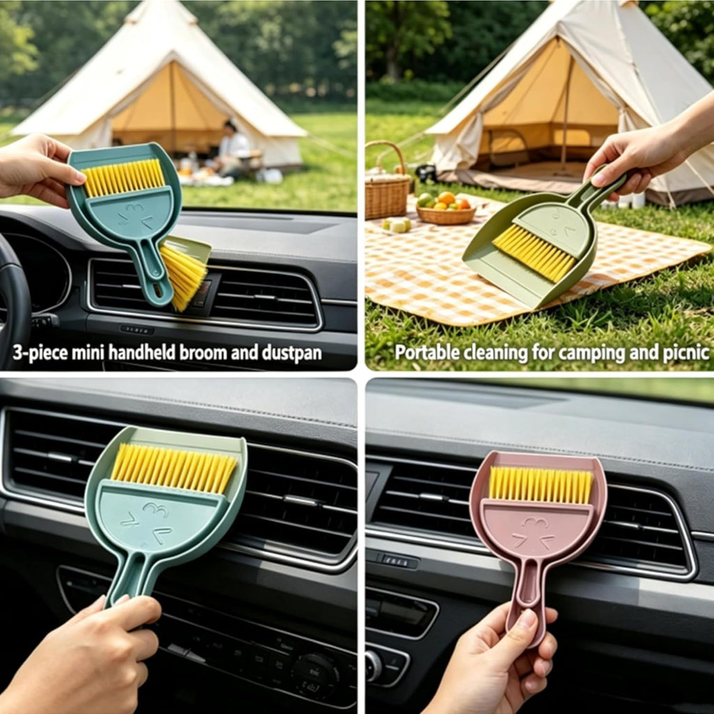3PCS Hand Broom and Dustpan Set Mini Household Cleaning Tool
