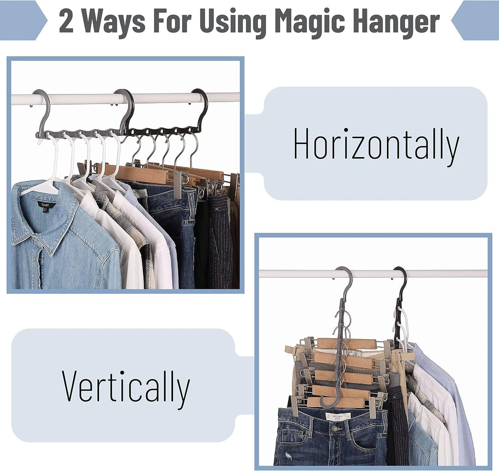 Mr. Pen- Space Saving Hangers for Clothes, 12 pcs, 4, Plastic Multi Clothes Hangers Space Saving, 5 Slots, 360° Rotating Hooks